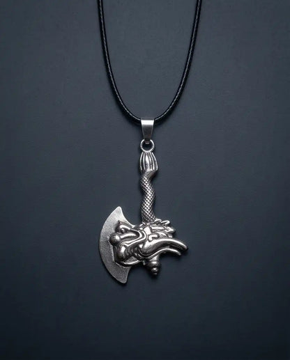 Mythological Dragon Battle Axe Pendant Box Chain
