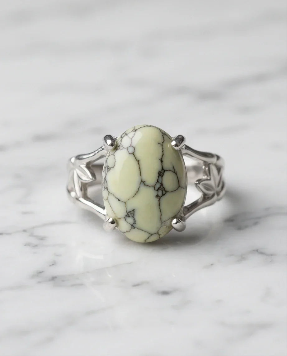 Earthy Mint Leaf Statement Ring
