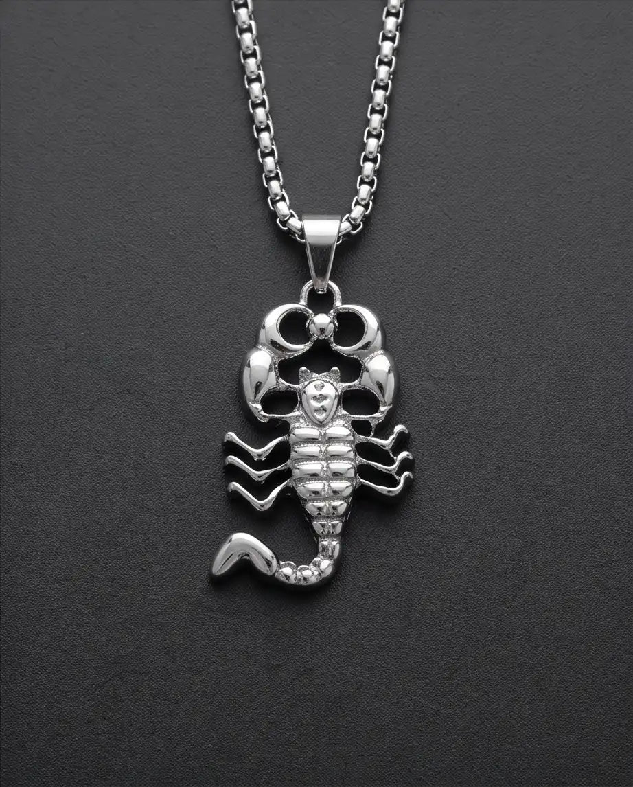 Iced Scorpio Pendant Silver Box Chain Necklace