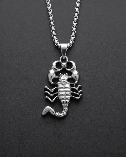 Iced Scorpio Pendant Silver Box Chain Necklace