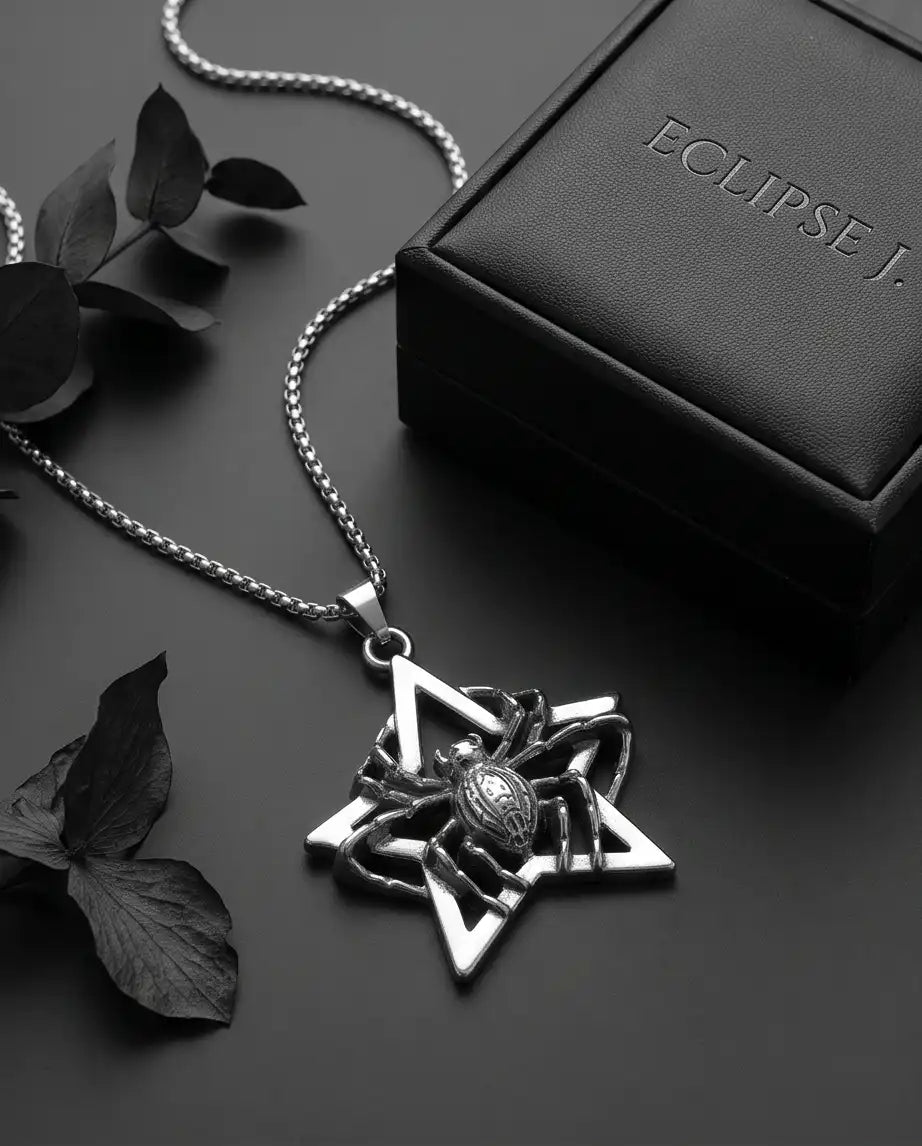 Gothic Spider Star Pendant Box Chain