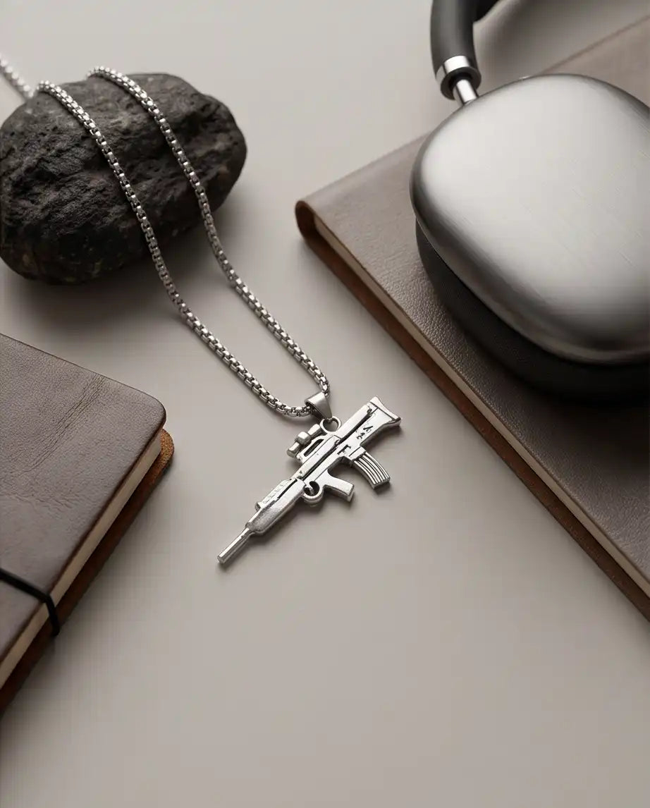 Tactical Sniper Rifle Weapon Pendant Box Chain