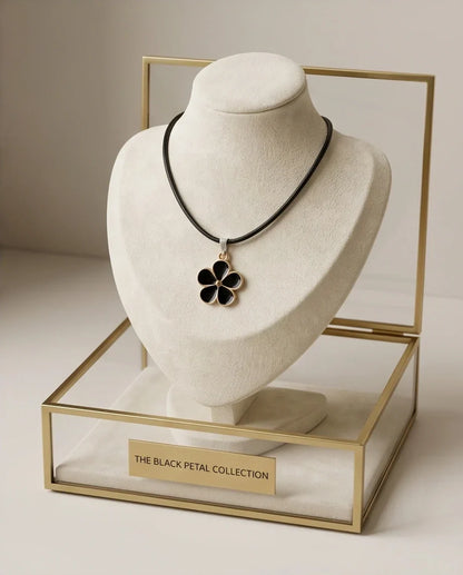 Gold and Black Flower Pendant Necklace