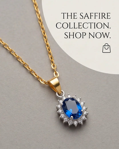 Silver Sapphire Blue Oval Halo Medallion Pendant Necklace