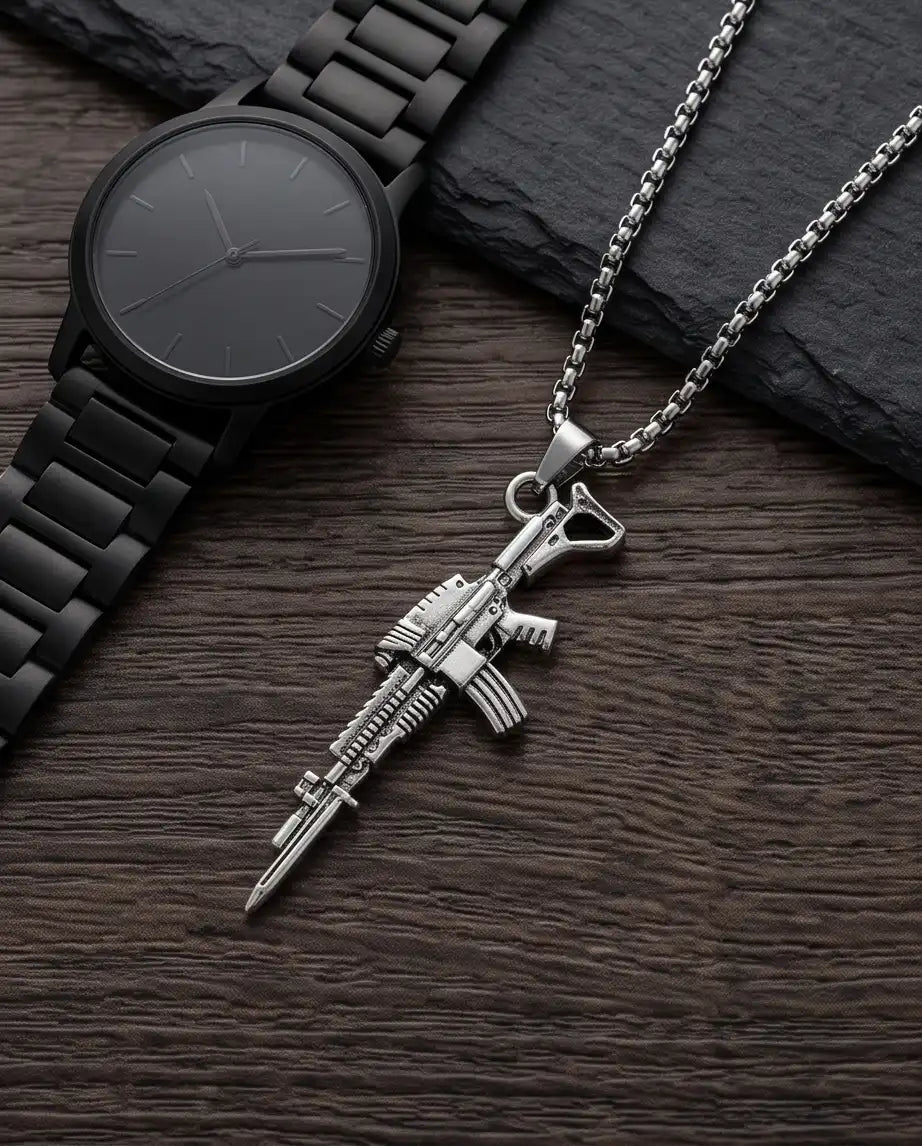 Tactical Short-Barreled Rifle Weapon Pendant Box Chain