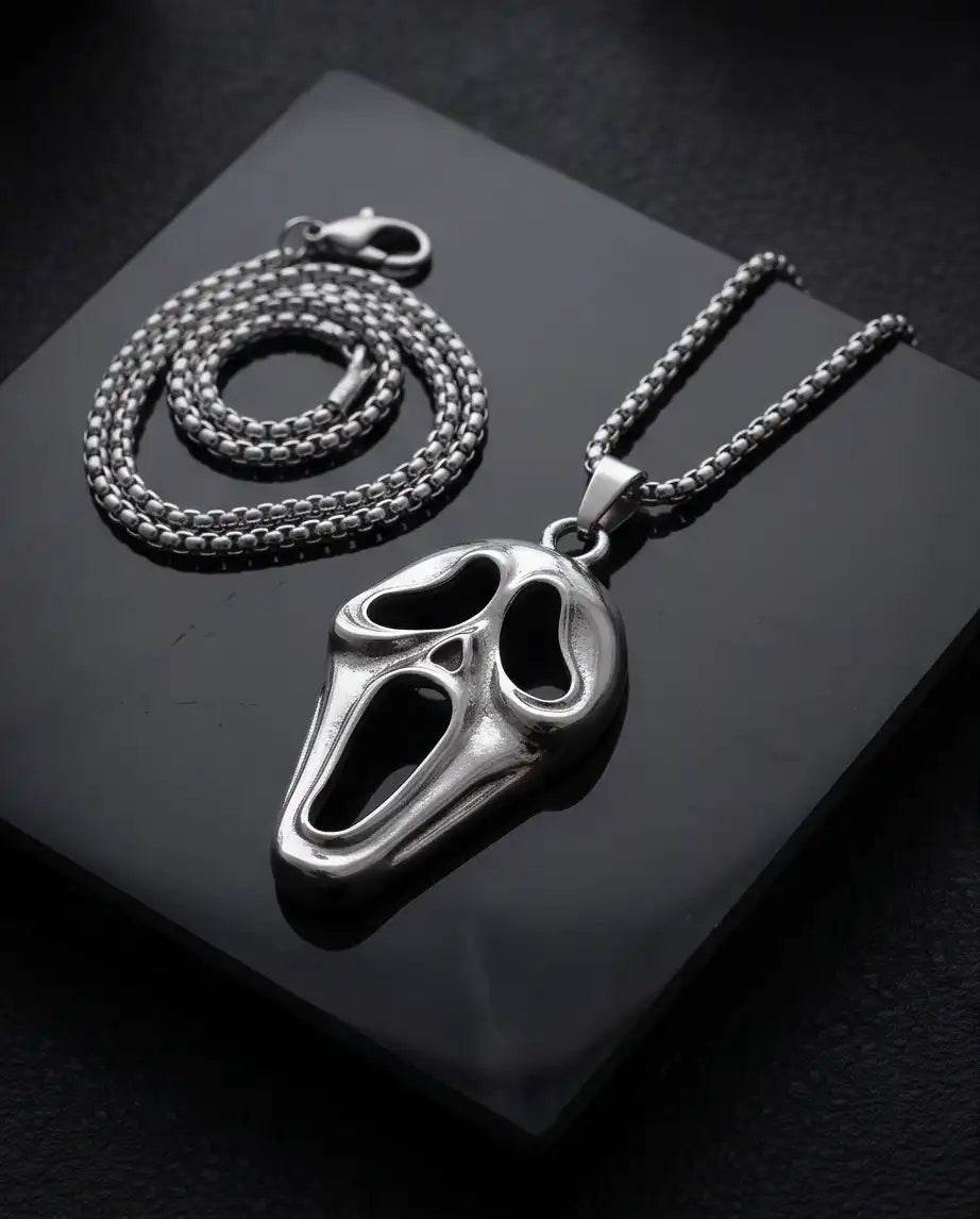 Ghostface Horror Movie Mask Pendant Box Chain