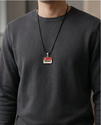 Gold and Red Synthesizer Keyboard Necklace