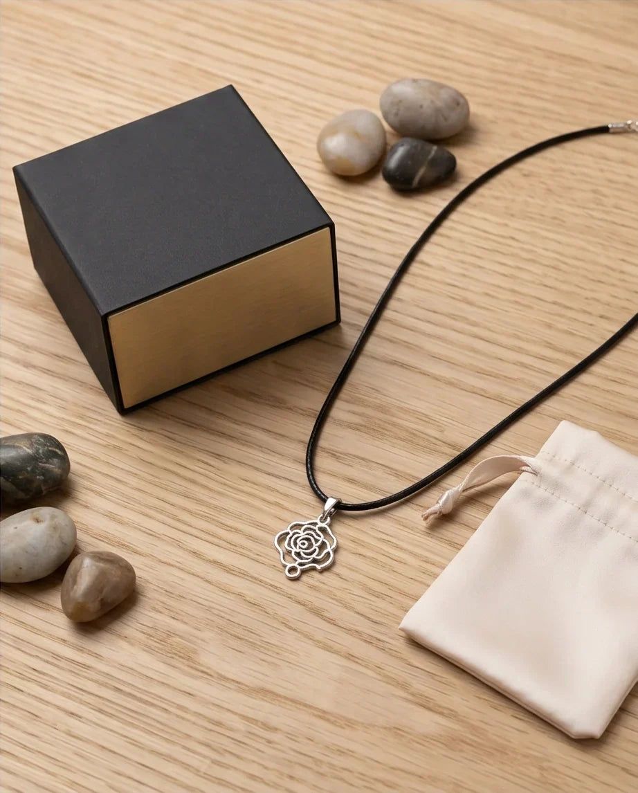 Silver Cutout Rose Pendant Necklace