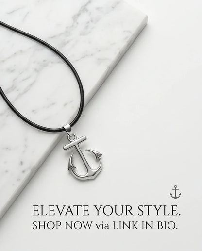 The Voyager: Minimalist Matte Silver Anchor Pendant Necklace