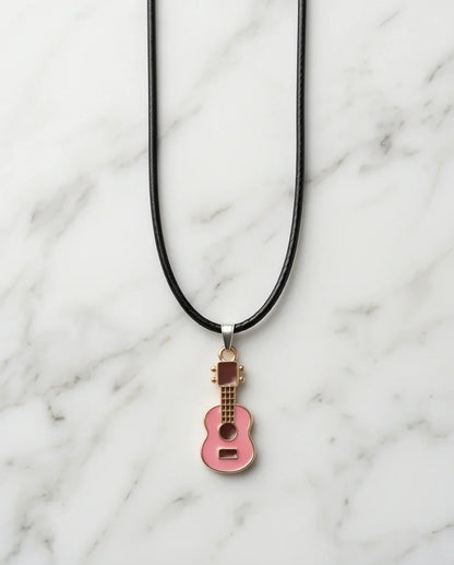 Gold and Pink Acoustic Guitar Necklace
