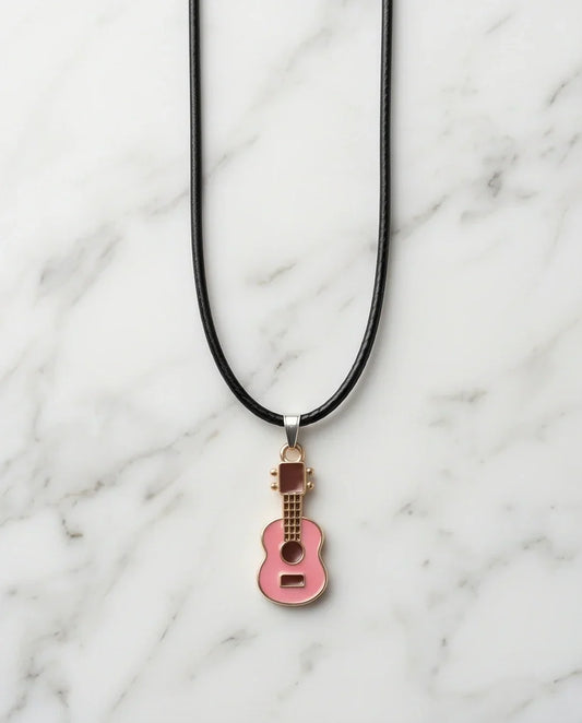 Gold and Pink Acoustic Guitar Necklace