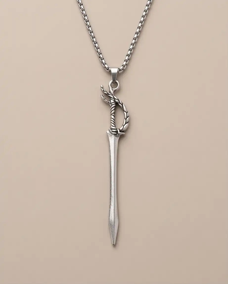 Silver Saber Pendant Necklace