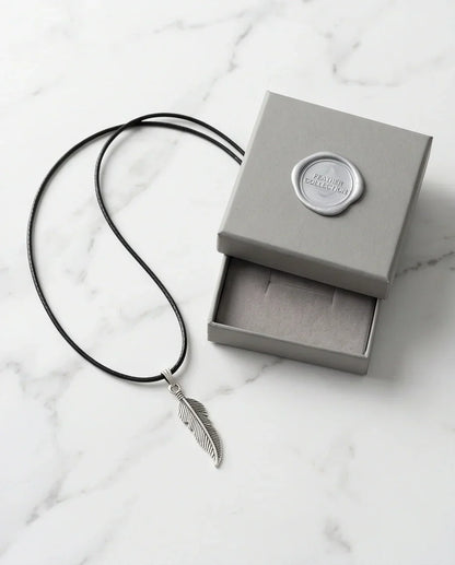 Silver Curved Retro Feather Necklace