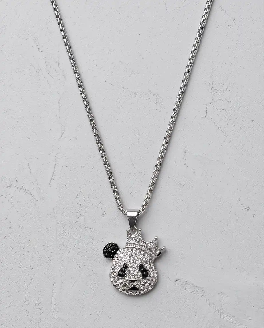 Iced Crown Panda Pendant Box Chain