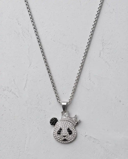Iced Crown Panda Pendant Box Chain