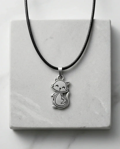 Silver Cute Cat Pendant Necklace