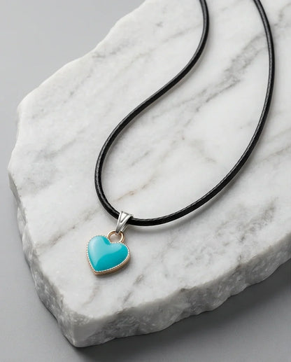 Gold and Turquoise Minimalist Heart Necklace
