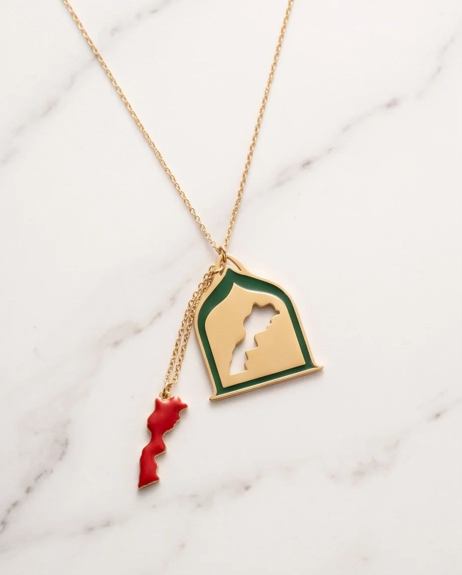 Gold Morocco Map & Arch Necklace