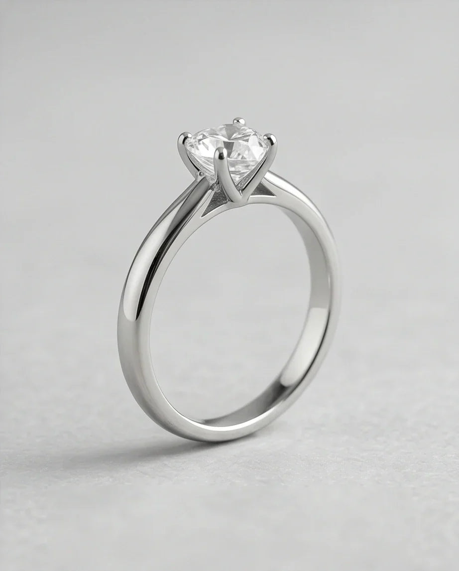 Sterling Silver Heart-Cut Moissanite Solitaire Ring