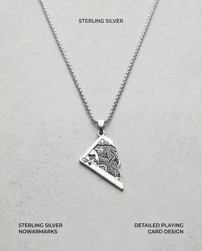 Broken Playing Card Queen Pendant Box Chain