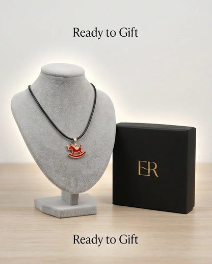 Gold and Red Rocking Horse Necklace