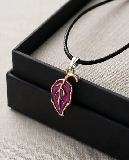 Orchid Purple Botanical Leaf Pendant