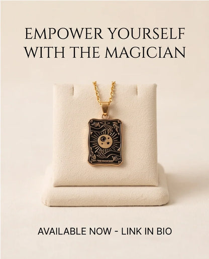 Gold "The Magician" Tarot Card Pendant Necklace