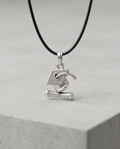 Silver Graduation Cap Pendant Necklace