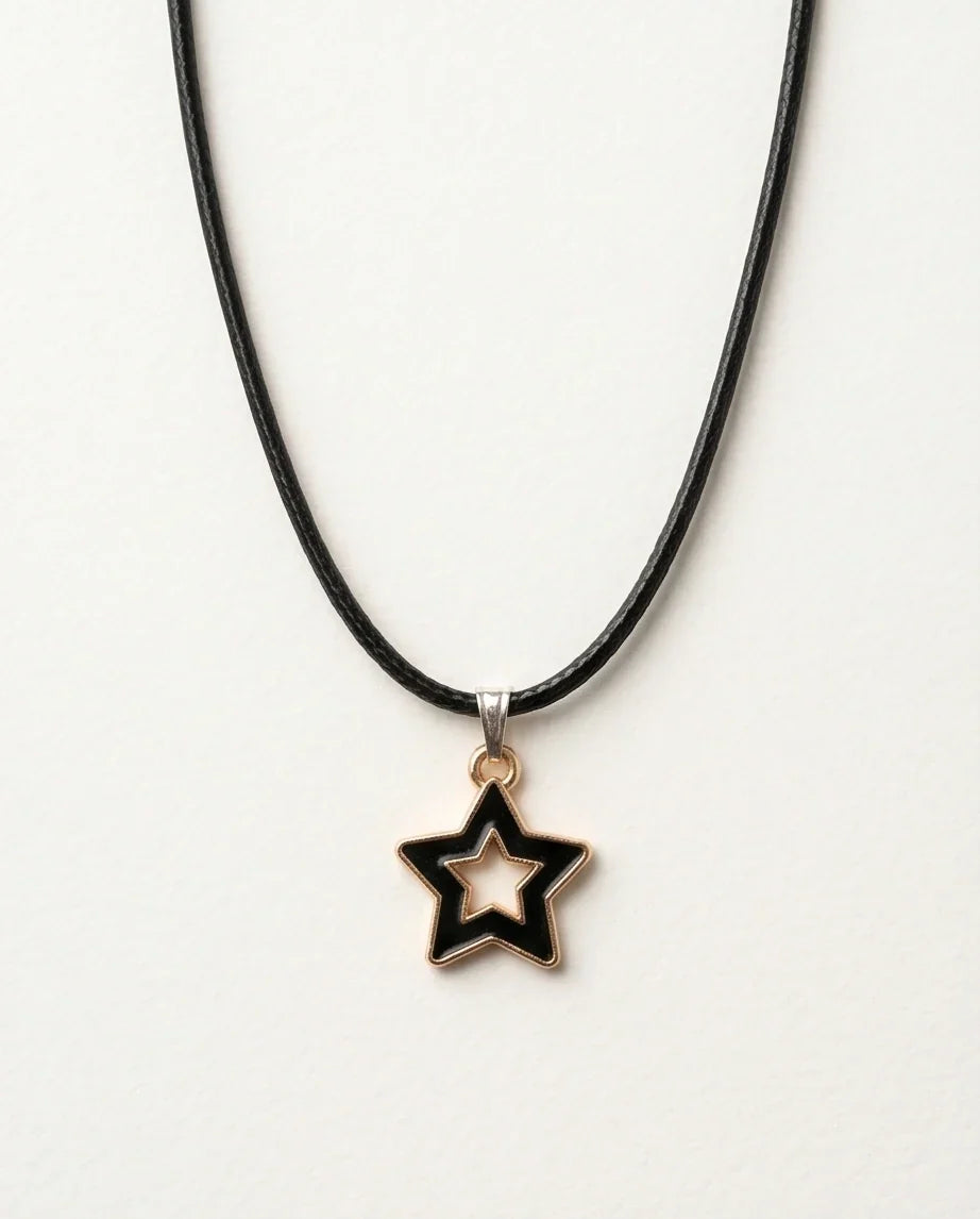 Gold and Black Layered Star Necklace
