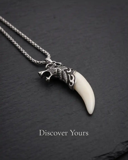 Viking Wolf Fang Pendant Box Chain