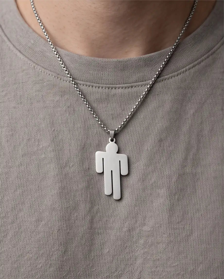 Blohsh Figure Silver Box Chain Necklace