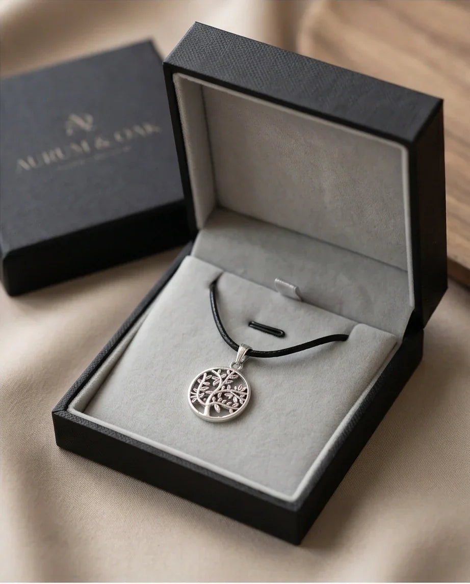 The Eternal Roots: Matte Silver Tree of Life Medallion Necklace