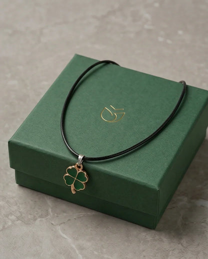 Gold and Green Four-Leaf Clover Necklace