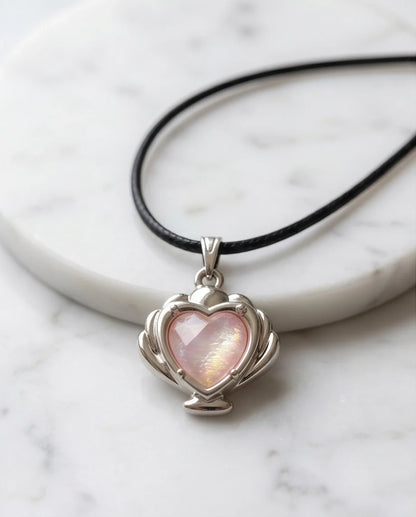 Iridescent Seashell Heart Pendant Necklace