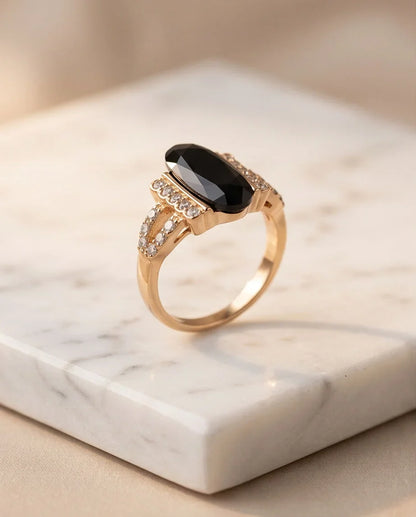 Gold Marquise Onyx Vintage Ring