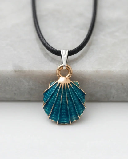 Ocean Teal Scallop Shell Pendant