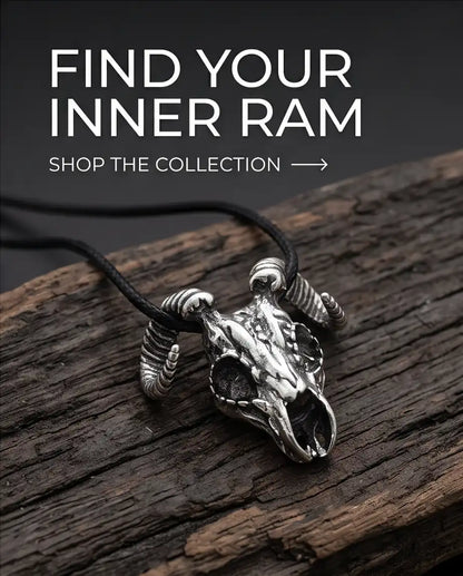Gothic Ram Skull Pendant Silver Box Chain Necklace