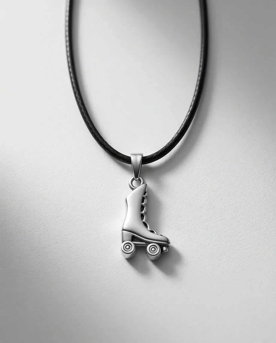 Silver Roller Skate Pendant Necklace
