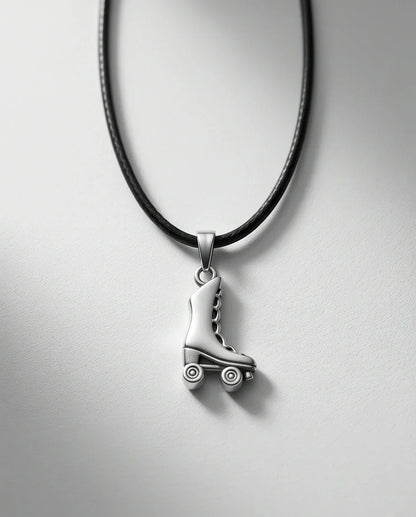 Silver Roller Skate Pendant Necklace