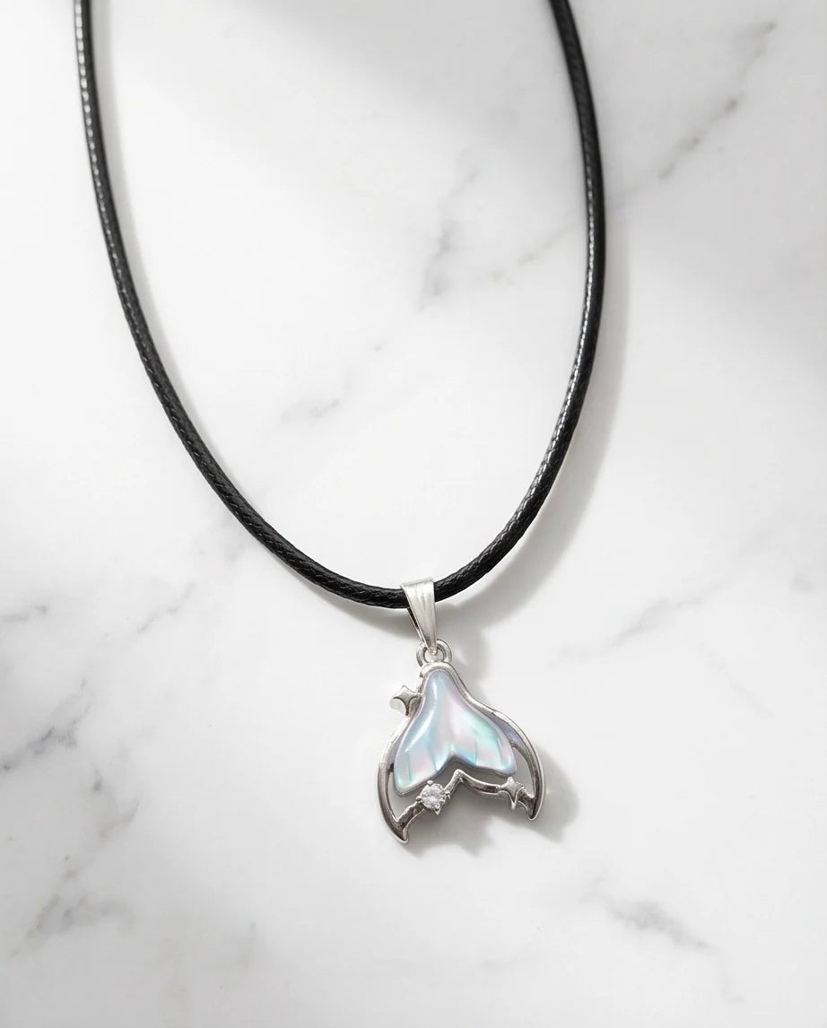 Iridescent Mermaid Tail Pendant Necklace