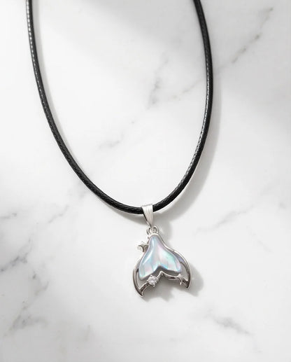 Iridescent Mermaid Tail Pendant Necklace