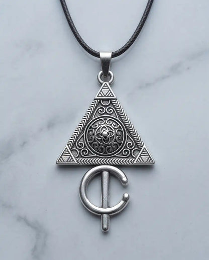 Geometric Occult Triangle and Cross Pendant Box Chain