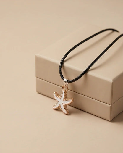 Gold and White Starfish Pendant Necklace