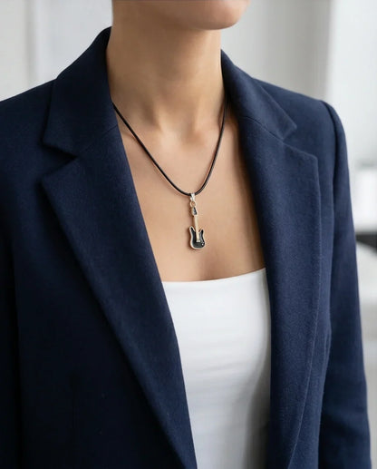 Gold and Black Electric Guitar Necklace