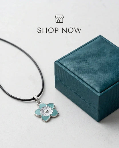 Serene Blue and White Layered Floral Enamel Pendant Necklace