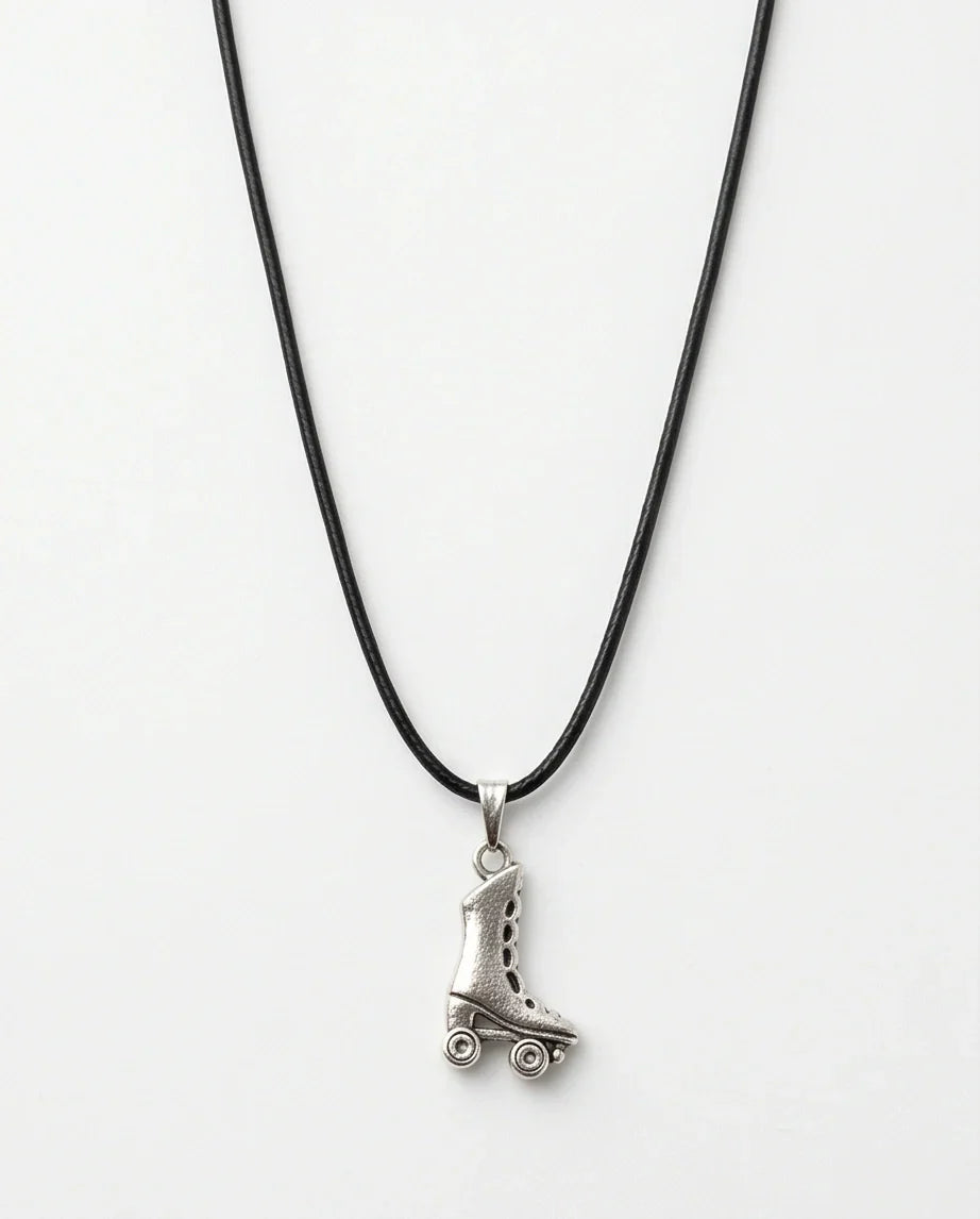 Silver Roller Skate Pendant Necklace