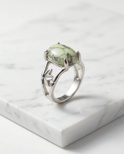 Earthy Mint Leaf Statement Ring