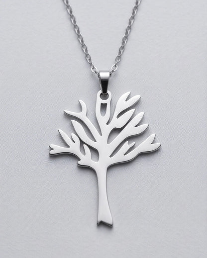 Silver Tree of Life Cutout Pendant Necklace