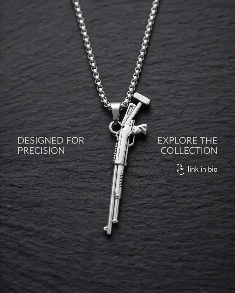 Tactical Pump-Action Shotgun Weapon Pendant Box Chain