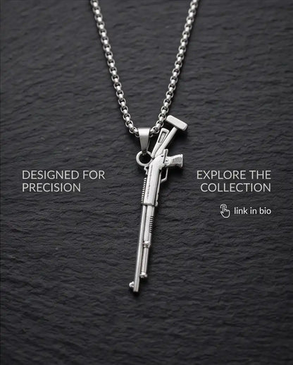 Tactical Pump-Action Shotgun Weapon Pendant Box Chain